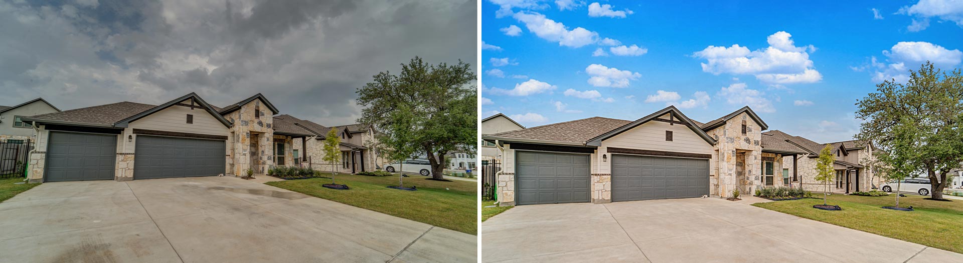 real estate photo editing services add blue sky with clouds
