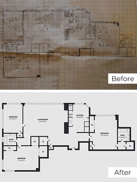 2D black and white floor plan
