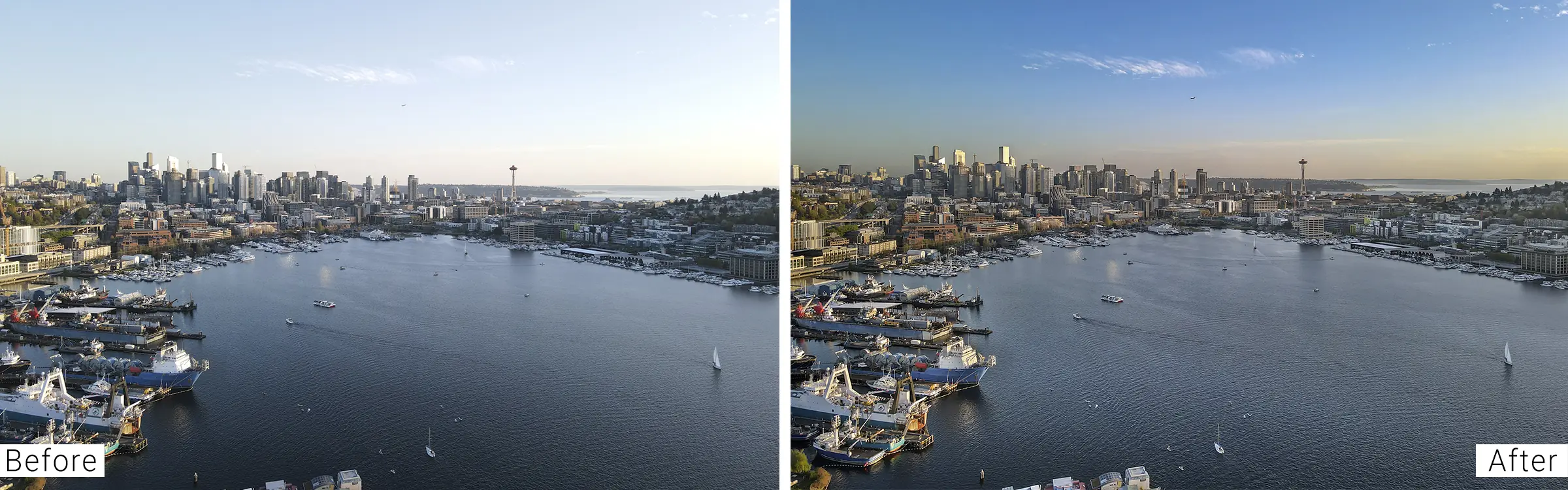 Real estate aerial photo editing services set view