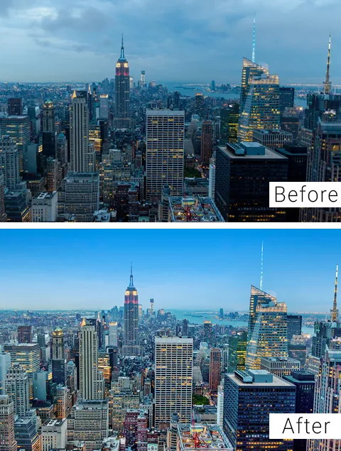 Real estate aerial photo editing services city view