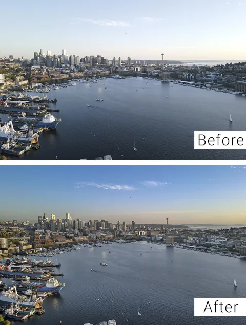 Real estate aerial photo editing services set view