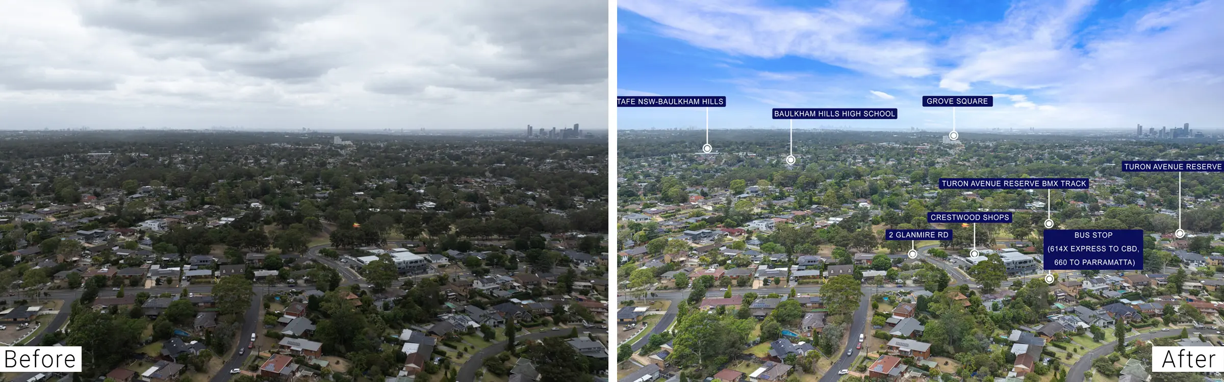 Real estate aerial photo editing services surrounding areas